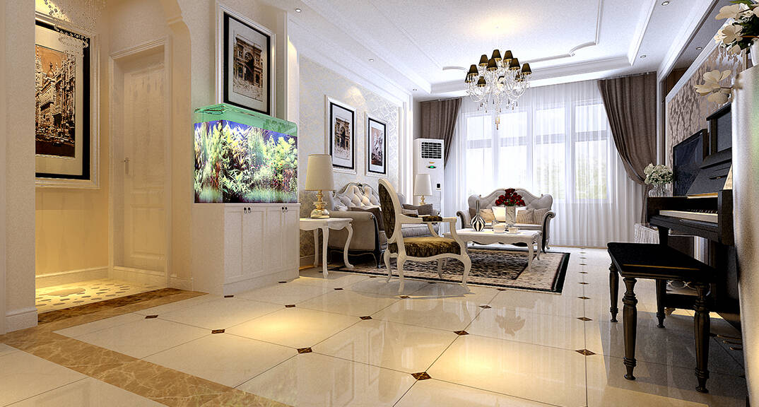 海情御園147㎡三室二廳新簡歐風(fēng)格客廳裝修裝修效果圖