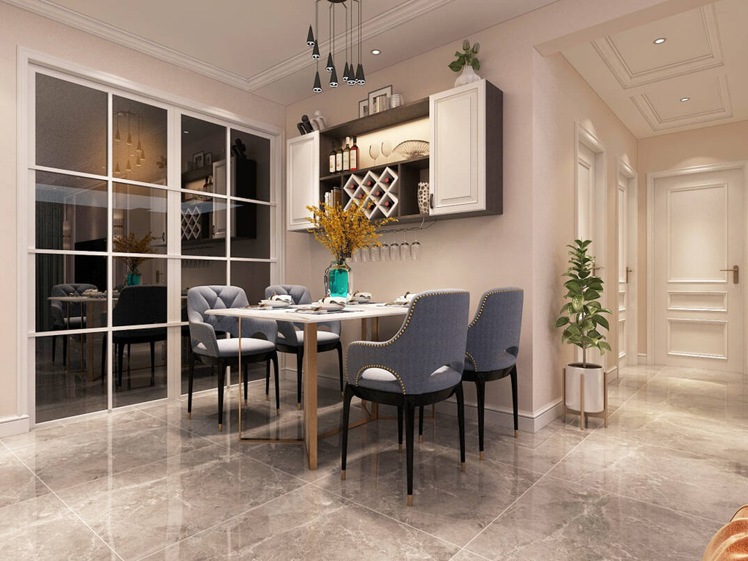 星雨華府103m2餐廳輕奢風(fēng)格裝修案例效果圖