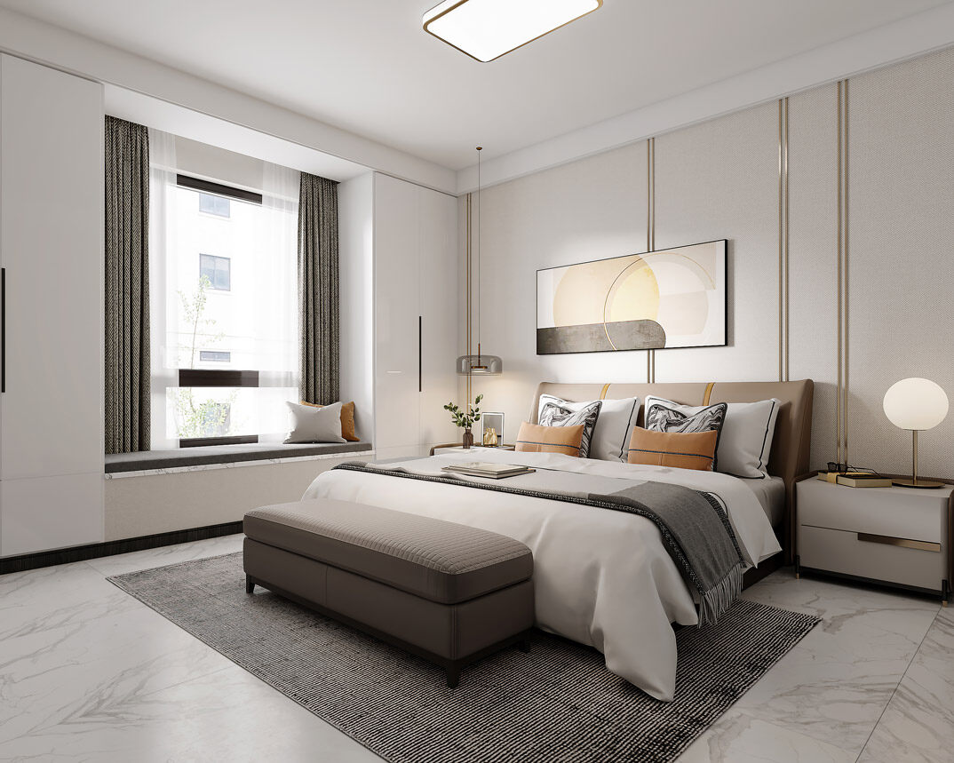 國際公館145㎡四室三廳現代風格主臥裝修效果圖