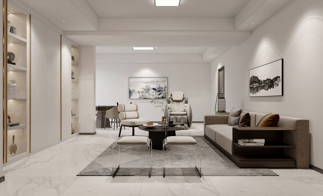 國際公館145㎡四室三廳現代風格負一層客廳裝修效果圖