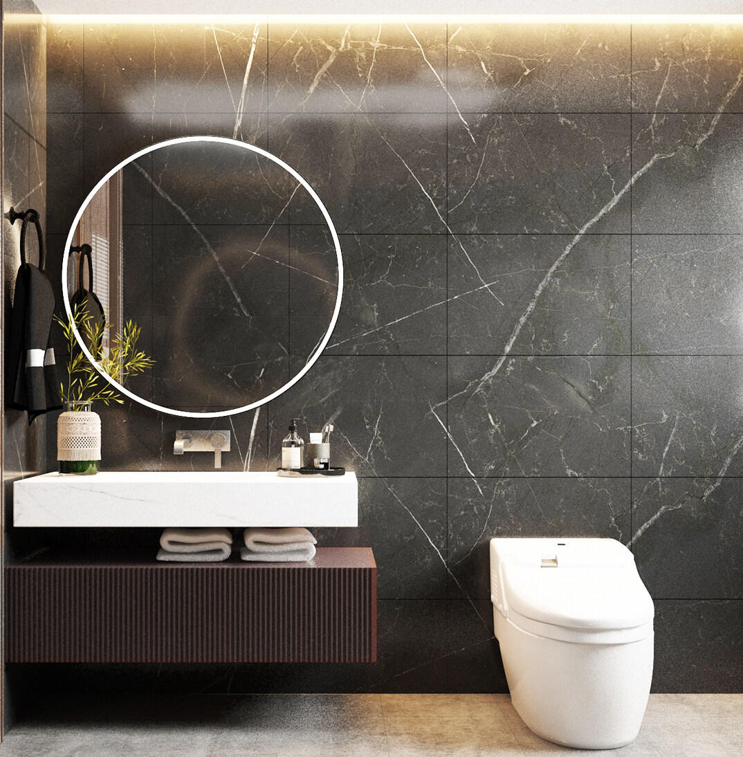 東海路700㎡獨棟別墅二層衛(wèi)生間新中式風格裝修案例效果圖