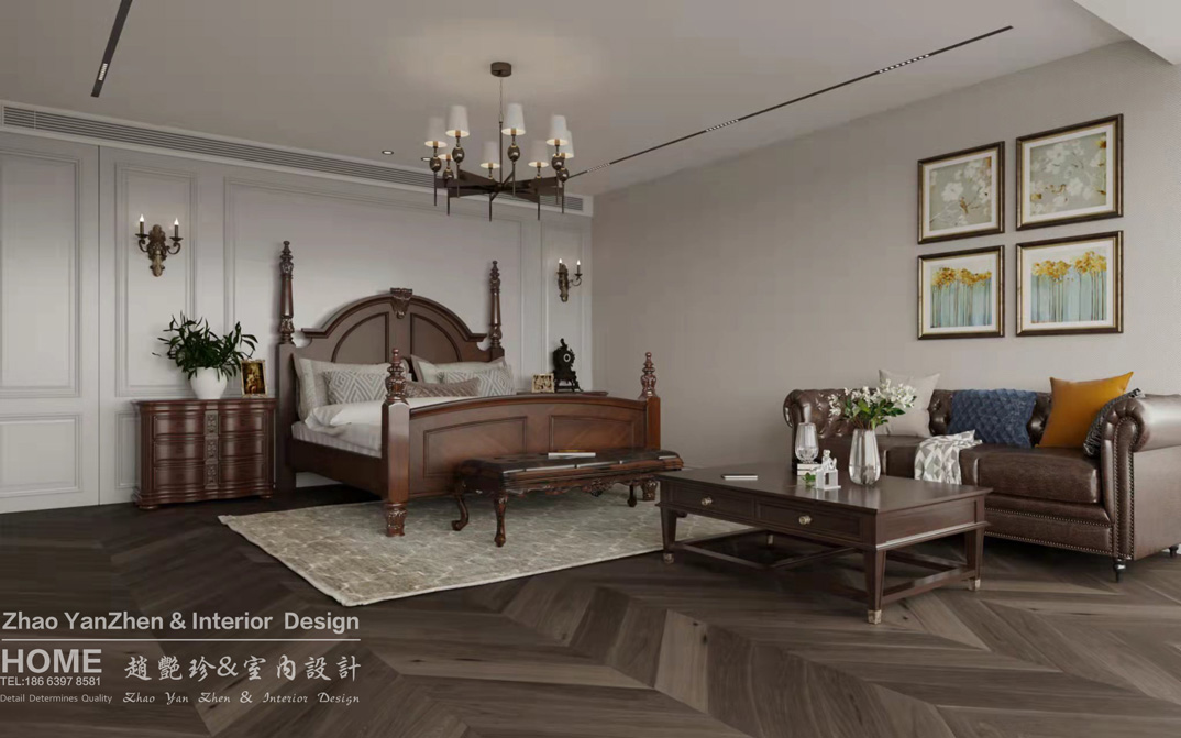 璞麗豪庭287㎡疊拼上疊二樓主臥美式輕奢風格裝修案例效果圖-詳細.jpg