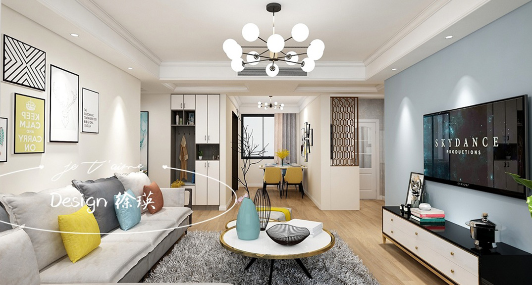 金鳳凰銘品114㎡三室兩廳客廳現代風格裝修案例效果圖.jpg