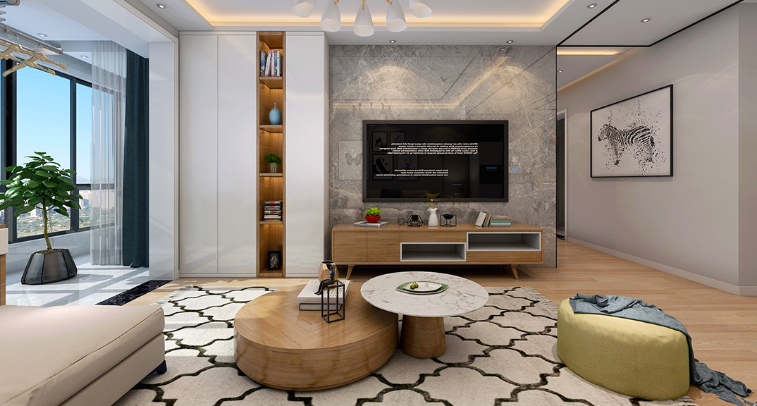 壹號學府152㎡三室兩廳客廳電視現(xiàn)代風格裝修案例效果圖.jpg